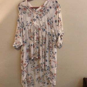Floral printed sheer tunic